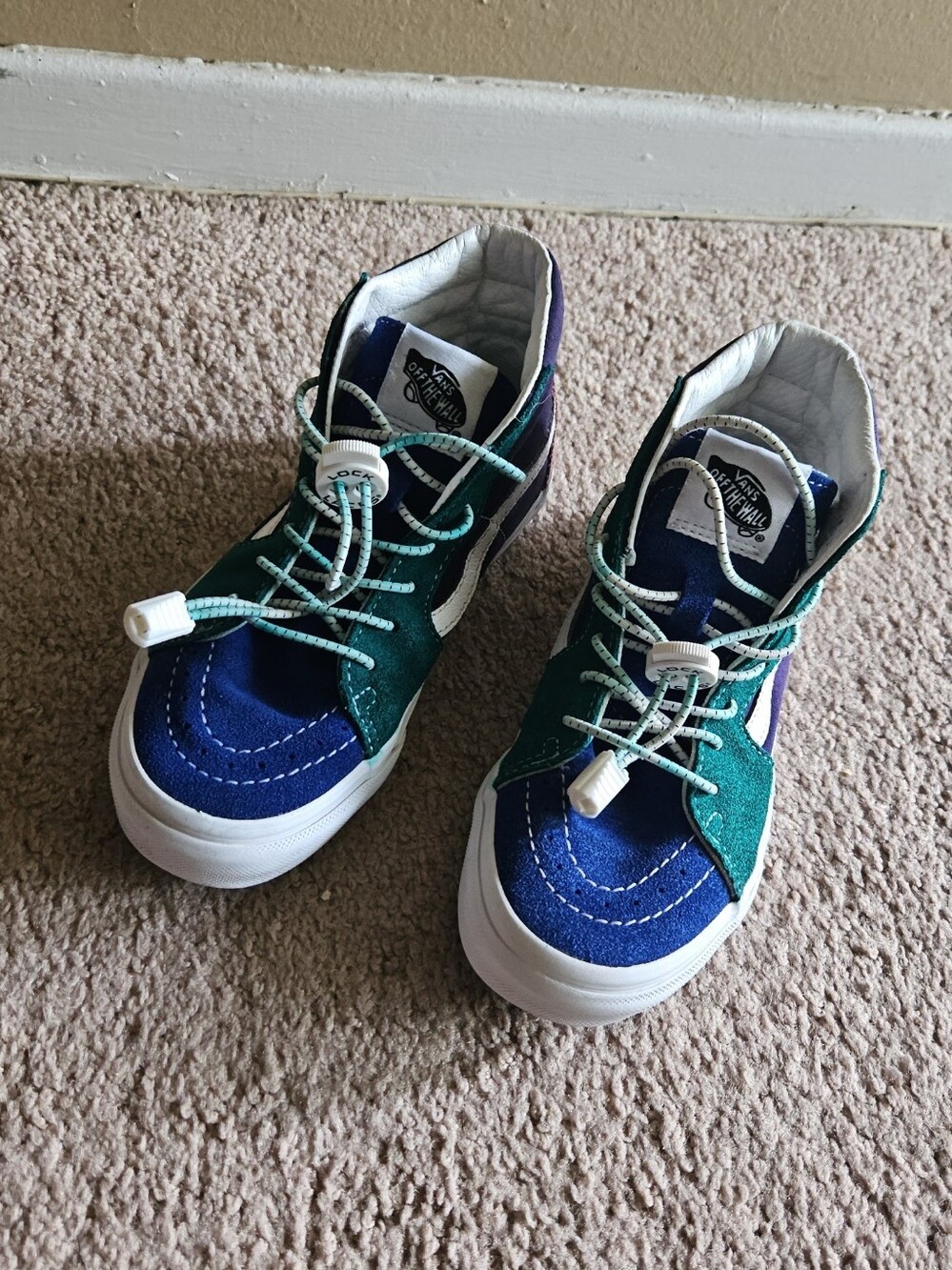 Vans Kids' Sk8-Hi Colorblock Suede High-Top - Blue & Green
